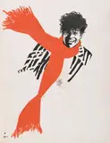 Projet d'affiche pour un homme à l'écharpe rouge by René Gruau, Encre de Chine, gouache, sold Sep 2024