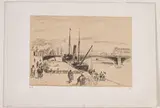Quai de Rouen (Grand pont), 1896 Delteil 172 by Camille Pissarro, Lithographie Épreuve de l'état unique, sur chine appliqué sur vélin, d'un tirage postérieu, sold Sep 2024