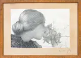 Femme à la rose by Edmond Francois Aman-Jean, Lithographie sur chine appliquée sur vélin Bonne épreuve signée au crayon par l'artiste, m, sold Sep 2024