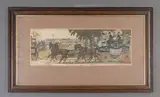 Arrivée aux courses by Maurice Taquoy, Eau-forte et aquatinte en couleurs, sold Sep 2024
