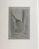 Personnages en haut d'un escalier by François Vernay, Crayon noir et rehauts de craie blanche, sold Sep 2024