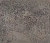 Paysage by François Vernay, 1860, Crayon noir, sold Sep 2024