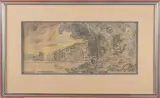 Paysage à l'étang by François Vernay, Crayon noir, rehauts de craies de couleur et de gouache, sold Sep 2024