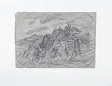 Paysage tourmenté by François Vernay, 1858, Crayon noir et lavis, sold Sep 2024
