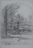 Paysage by François Vernay, 1857, Crayon noir, sold Sep 2024
