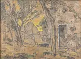 L'âne devant la maison by François Vernay, Crayon noir et rehauts de craies de couleur et gouache, sold Sep 2024