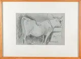 Vache à l'étable by François Vernay, Crayon noir, sold Sep 2024