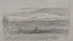 La plaine by François Vernay, Crayon noir et sanguine, sold Sep 2024