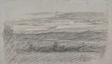 La plaine by François Vernay, Crayon noir et sanguine, sold Sep 2024