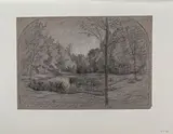 Paysage by François Vernay, 1857, Crayon noir, sold Sep 2024