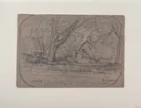 La chaumière by François Vernay, 1859, Crayon noir, sold Sep 2024