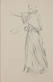 Femme à la robe by Paul Borel, Crayon noir, le cachet en bas à droite (L, sold Sep 2024