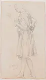 Homme à la tunique by Paul Borel, Crayon noir, le cachet en bas à gauche (L, sold Sep 2024