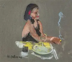 Fumeuse by Henriette Deloras, Pastel, sold Sep 2024