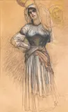 Adela by Ernest Hébert, Crayon noir et rehauts de craies de couleur, sold Sep 2024