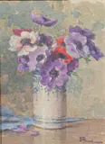 Bouquet d'anémones by Ernest Filliard, Aquarelle, sold Sep 2024