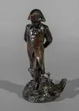 Waterloo, Napoléon marchant by Antonin Mercié, Bronze à patine médaille nuancée représentant l'Empereur Napoléon Ier en pied, sold Sep 2024