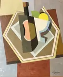Composition cubiste à la guitare by Oto Skulme, Gouache sur papier, sold Nov 2021