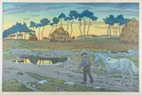 Le crépuscule by Henri Rivière, 1898, Lithographie couleurs, série Les aspects de la nature Feuille :, sold Apr 2023