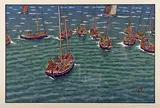 Bateaux au mouillage à Tréboul by Henri Rivière, 1902, Lithographie couleurs, série Le beau pays de Bretagne Feuille :, sold Apr 2023