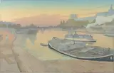 Le pont des saints-Pères et le Louvre by Henri Rivière, 1900, Lithographie couleurs, série Les paysages parisiens Feuille :, sold Apr 2023