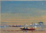 Vue du Bosphore by Louis Amable Crapelet, 1865, Aquarelle sur papier, sold Apr 2023