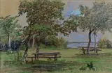 Près de Saint-Siméon by Eugène Boudin, vers 1860, Pastel, sold Apr 2023
