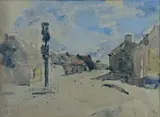 Rue de village en Bretagne, vers 1868-1872 by Eugène Boudin, Aquarelle sur traits de crayon, sold Apr 2023