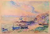 Voiliers au couchant by Henri Person, Aquarelle, sold Apr 2023