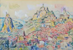 Le Puy-en-Velay by Paul Signac, 1912, Aquarelle gouachée, sold Apr 2023