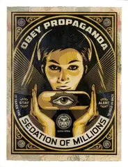 Sedation Pill, HPM by Shepard Fairey, Technique mixte, collage et sérigraphie sur carton, sold Dec 2015