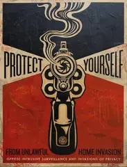 Home Invasion, HPM by Shepard Fairey, 2014, Technique mixte et collage sur bois, sold Dec 2015