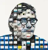 Portrait (Anton Magnani) by Nick Gentry, 2014, Technique mixte sur disquettes datée et signé en bas à droite Mixed media on floopy discs, sold Dec 2015