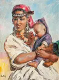 Mère et enfant by Henri Jean Pontoy, Toile, sold Oct 2015