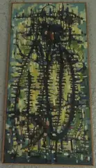 Graphisme bleu n°II by Jos De Cock, 1958, Toile, sold Oct 2015
