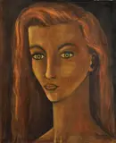 Dame aux yeux verts by Jos De Cock, 1956, Toile, sold Oct 2015