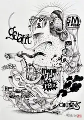 Sans titre by Alexone Dizac, 2008, Crayon, encre et tampon sur papier, sold Dec 2014