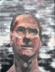 Study Of A Head 1 by Antony Micallef, 1999, Huile sur bois Oil on board, sold Dec 2014