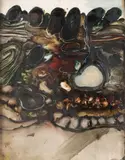 Sans titre by Paul Revel, Encre et gouache sur papier marouflé sur toile, sold Nov 2023
