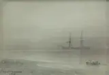 Barque rejoignant le navire au crépuscule by Ivan Konstantinovich Aivazovsky, 1879, Crayon, estompe et gouache sur papier, sold Sep 2023
