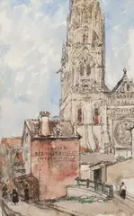 Clocher d'Eglise by Edouard-Jacques Dufeu, Aquarelle, sold Sep 2023