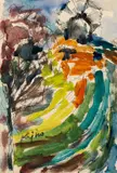 Le moulin by Ladislas Kijno, Encre et aquarelle sur papier, sold Sep 2023