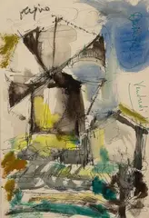 Le moulin de la Galette by Ladislas Kijno, Encre, aquarelle et gouache sur papier, sold Sep 2023