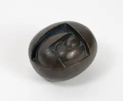 Univers oeuf by Pierre Szekely, Épreuve d'édition en bronze à patine brune et traces de pigments bleus, sold Sep 2023