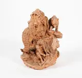 Deux pièces : - Et l'homme créa les idoles [tête de mammouth et hommes] by Robert Godefroy, Terre cuite, sold Sep 2023