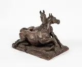 Douceur des près [deux chevaux couchés] by Robert Godefroy, Terre cuite patinée façon bronze, sold Sep 2023