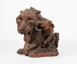 Deux pièces : - Le dernier Tigre by Robert Godefroy, Terre cuite patinée, sold Sep 2023