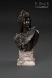 Minerve en buste by Albert-Ernest Carrier-Belleuse, Epreuve en bronze patiné signé avec cachet du fondeur C, sold Feb 2024