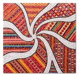 Sans titre by Norbert Seroussi, 2007, Panneau en mosaïque sur bois à décor de volutes blanches sur fond rouge et rose signé et d, sold Jan 2024