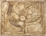 Nature morte by Serge Roche, Panneau en plâtre patiné, sold Jan 2024